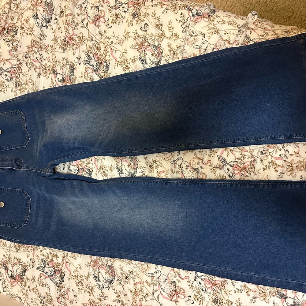 Blue Flare Wide Leg Jeans